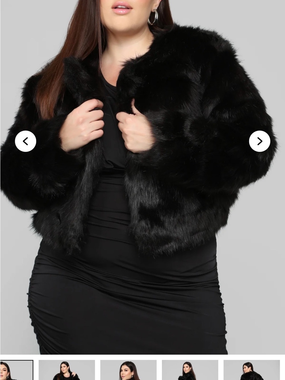 Plus Size Black Faux Fur Jacket - Elegant Women's Coat